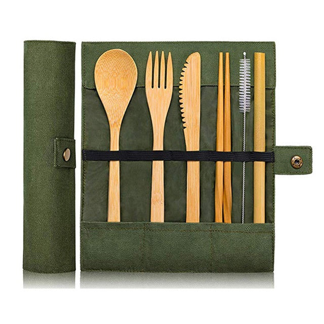 Reusable Bamboo Utensils Travel Cutlery Set
