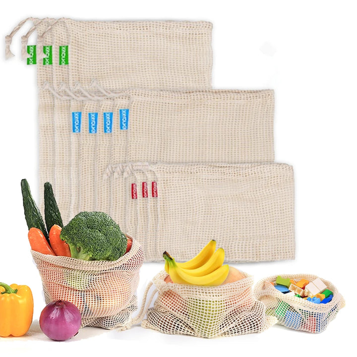Reusable Cotton Mesh Produce Bags