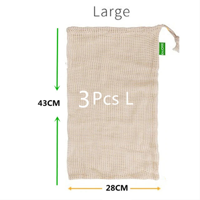 Reusable Cotton Mesh Produce Bags