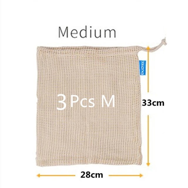 Reusable Cotton Mesh Produce Bags