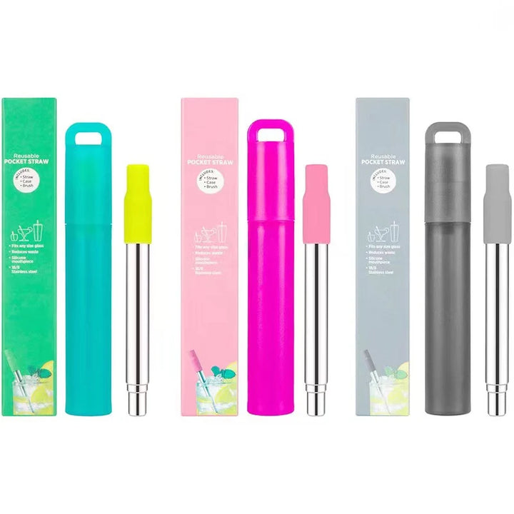 Reusable Telescopic Stainless Steel Straw Set