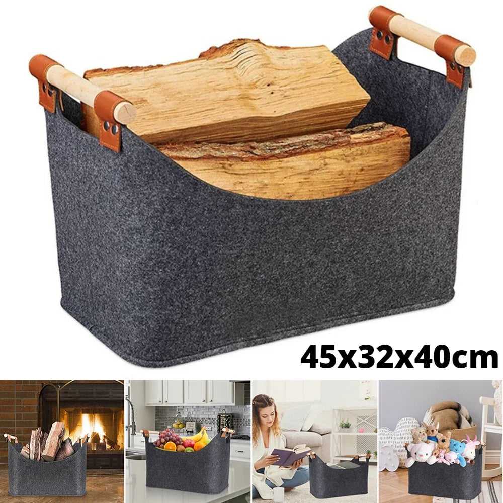 Storage Basket with Wooden Handles