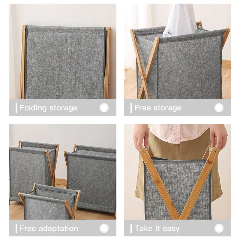 Wooden Bracket Laundry Basket