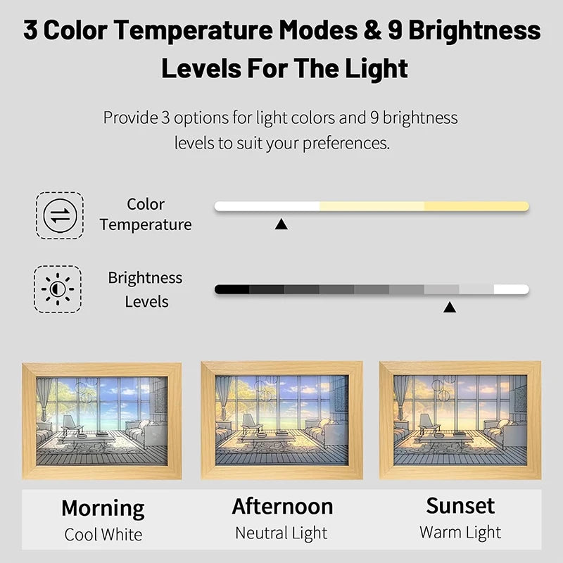 LED 3D Light Painting Wooden Table Lamp