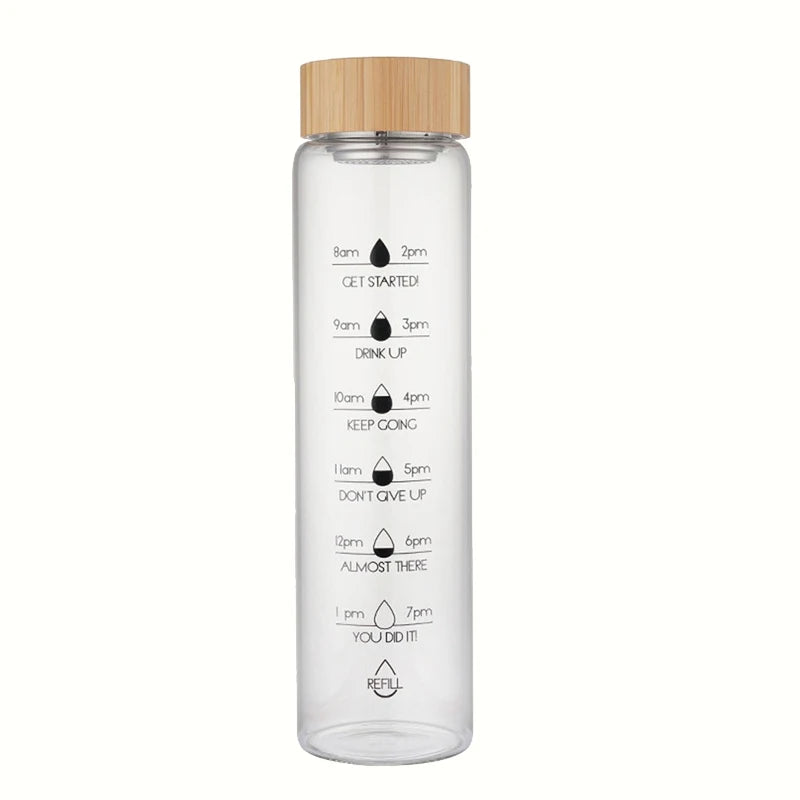 Glass Water Bottle With Time Marker