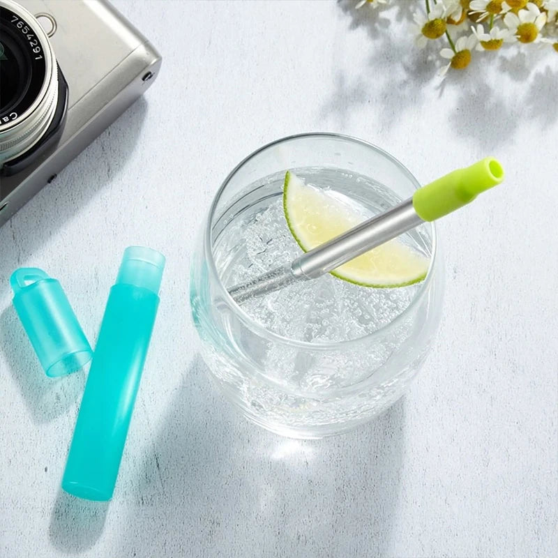 Reusable Telescopic Stainless Steel Straw Set