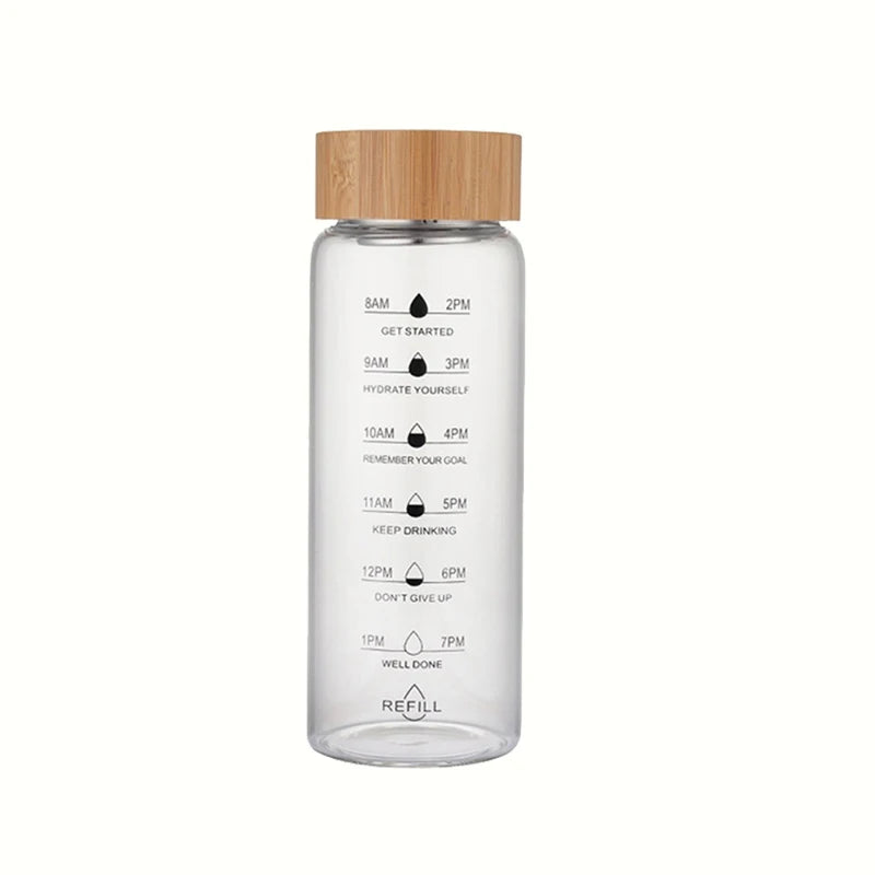 Glass Water Bottle With Time Marker