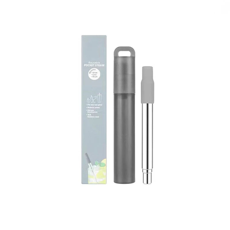 Reusable Telescopic Stainless Steel Straw Set