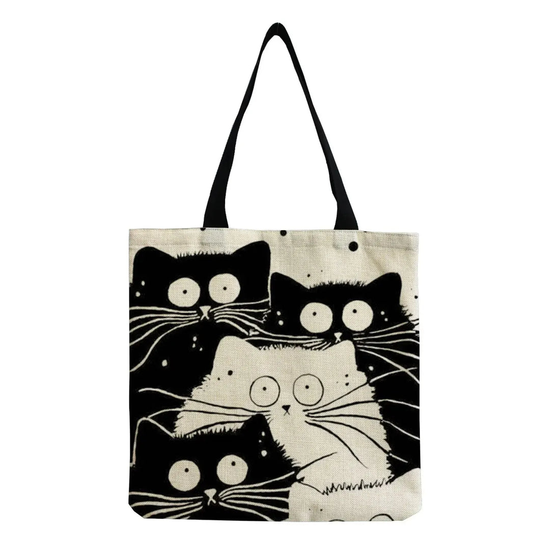 Canvas Cat Print Shopping Bag