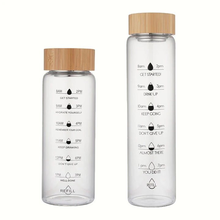 Glass Water Bottle With Time Marker