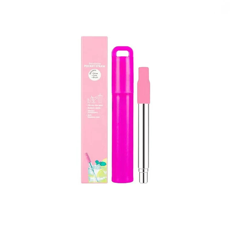 Reusable Telescopic Stainless Steel Straw Set