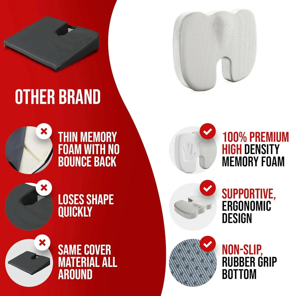 Ergonomic Memory Foam Seat Cushion