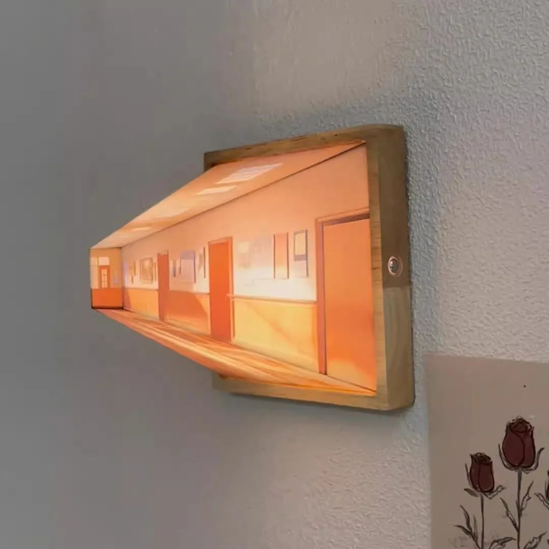 3D Vision Wooden Wall Lamp Light