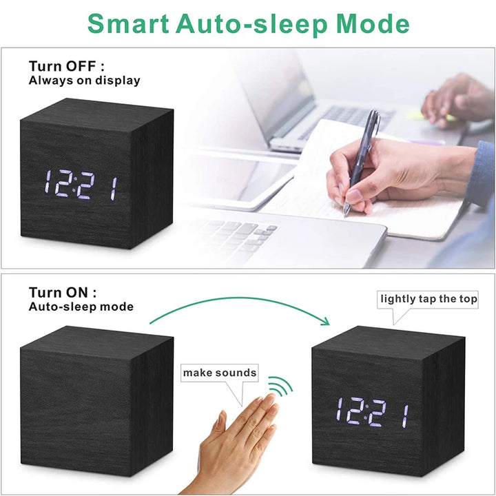 Wooden Led Alarm Clock