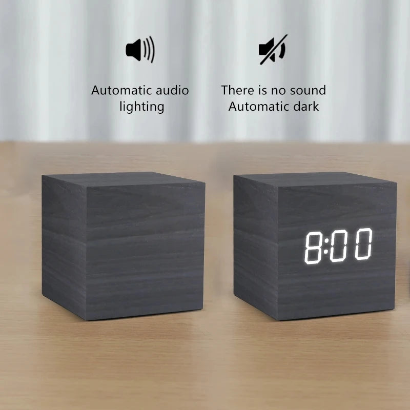 Wooden Led Alarm Clock
